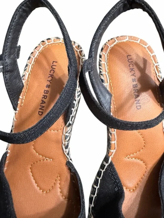 Lucky Brand Black Crisscross Wedge Sandals - Picture 3 of 10